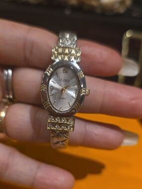 Studio Two-Tone Silver and Gold Crystal Bracelet Watch
